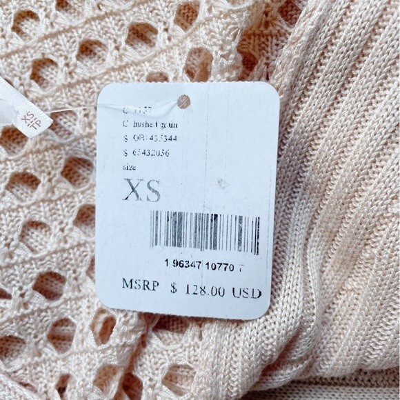 NWT Free People Starlight Ribbed Boho Tunic Open Knit Sweater Cream Size XS NEW - Picture 10 of 13